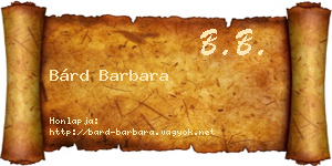 Bárd Barbara névjegykártya